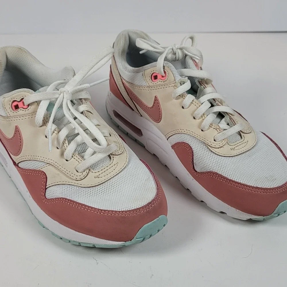 Nike Air Max 1 GS White Pink Sea Glass Sneakers DZ3307-101 Size 6Y